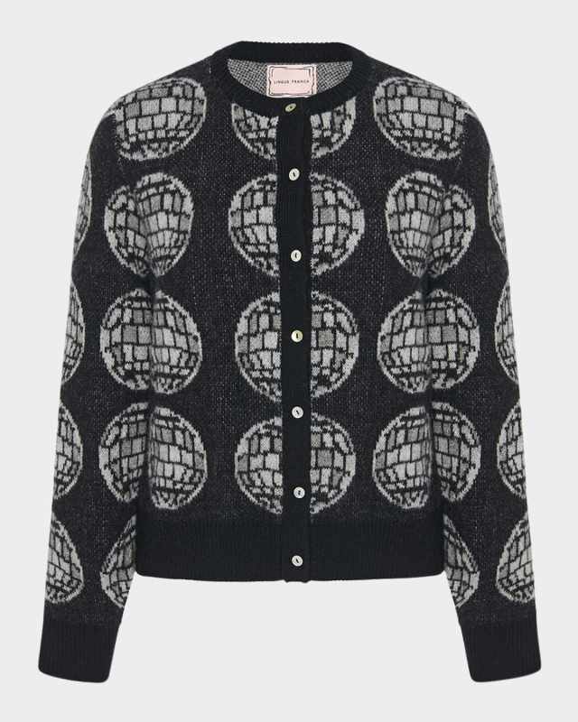 Crewneck Disco Ball Jacquard Knit Cardigan